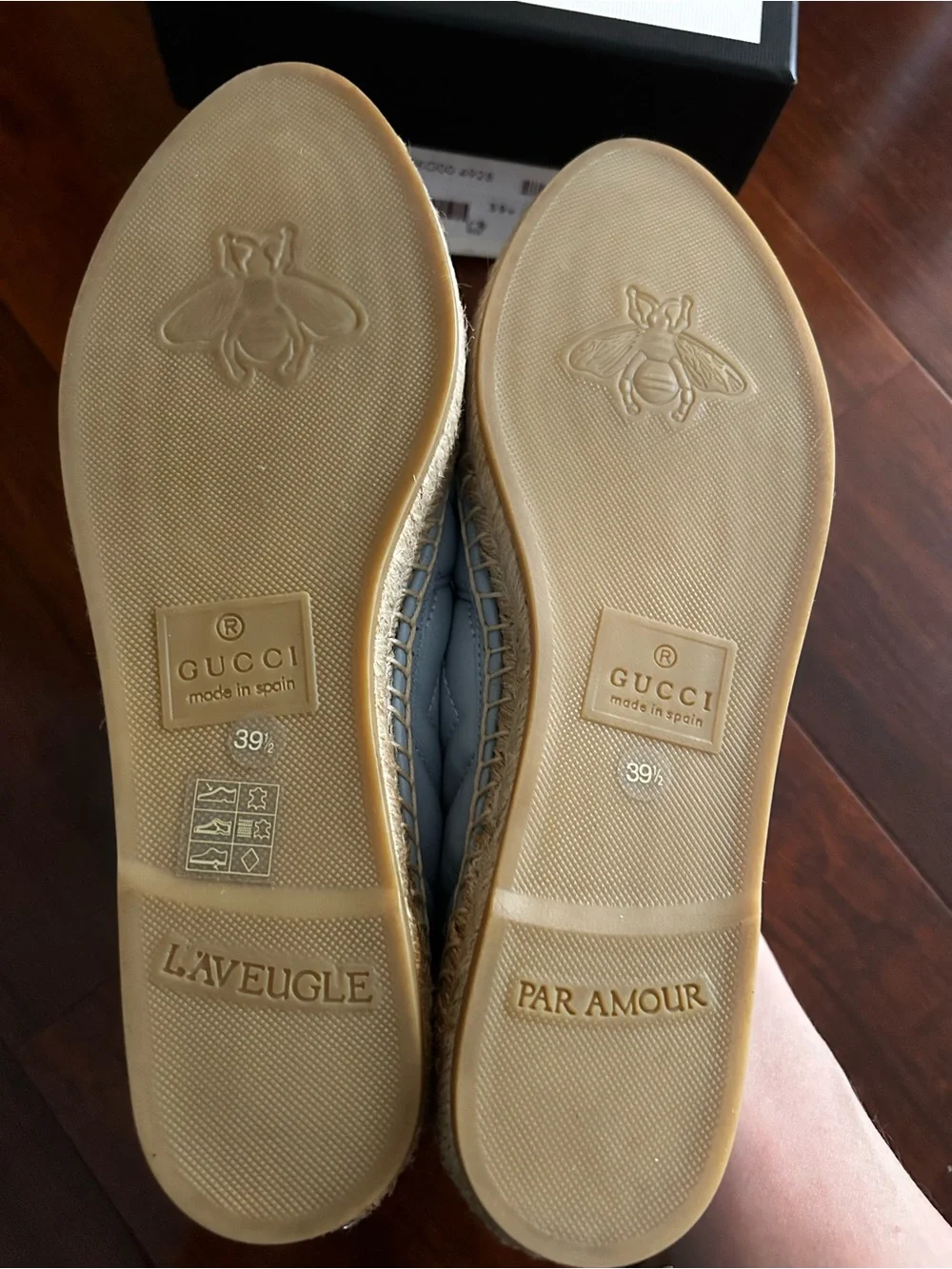 Gucci Women's Light Blue Quilted Leather Espadrille Slip-Ons EU 39.5